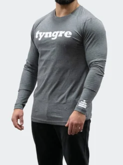 T-Shirt Long Sleeve Mens Dark Grey Melange