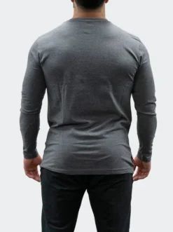 T-Shirt Long Sleeve Mens Dark Grey Melange