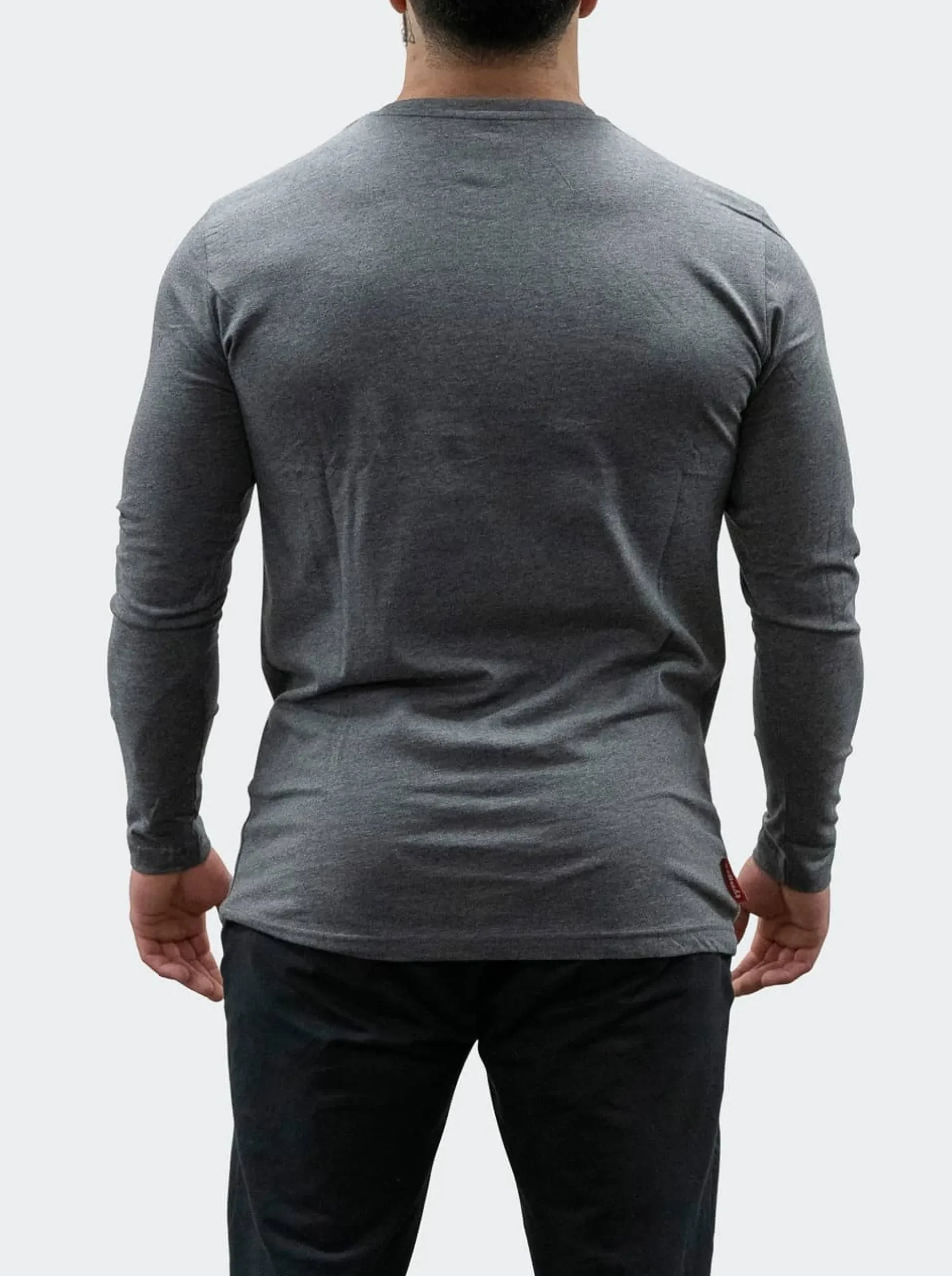 T-Shirt Long Sleeve Mens Dark Grey Melange