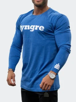 T-Shirt Long Sleeve Mens Deep Blue Melange