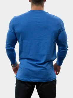 T-Shirt Long Sleeve Mens Deep Blue Melange