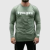 T-Shirt Long Sleeve Mens Green Melange