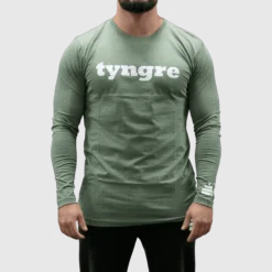 T-Shirt Long Sleeve Mens Green Melange