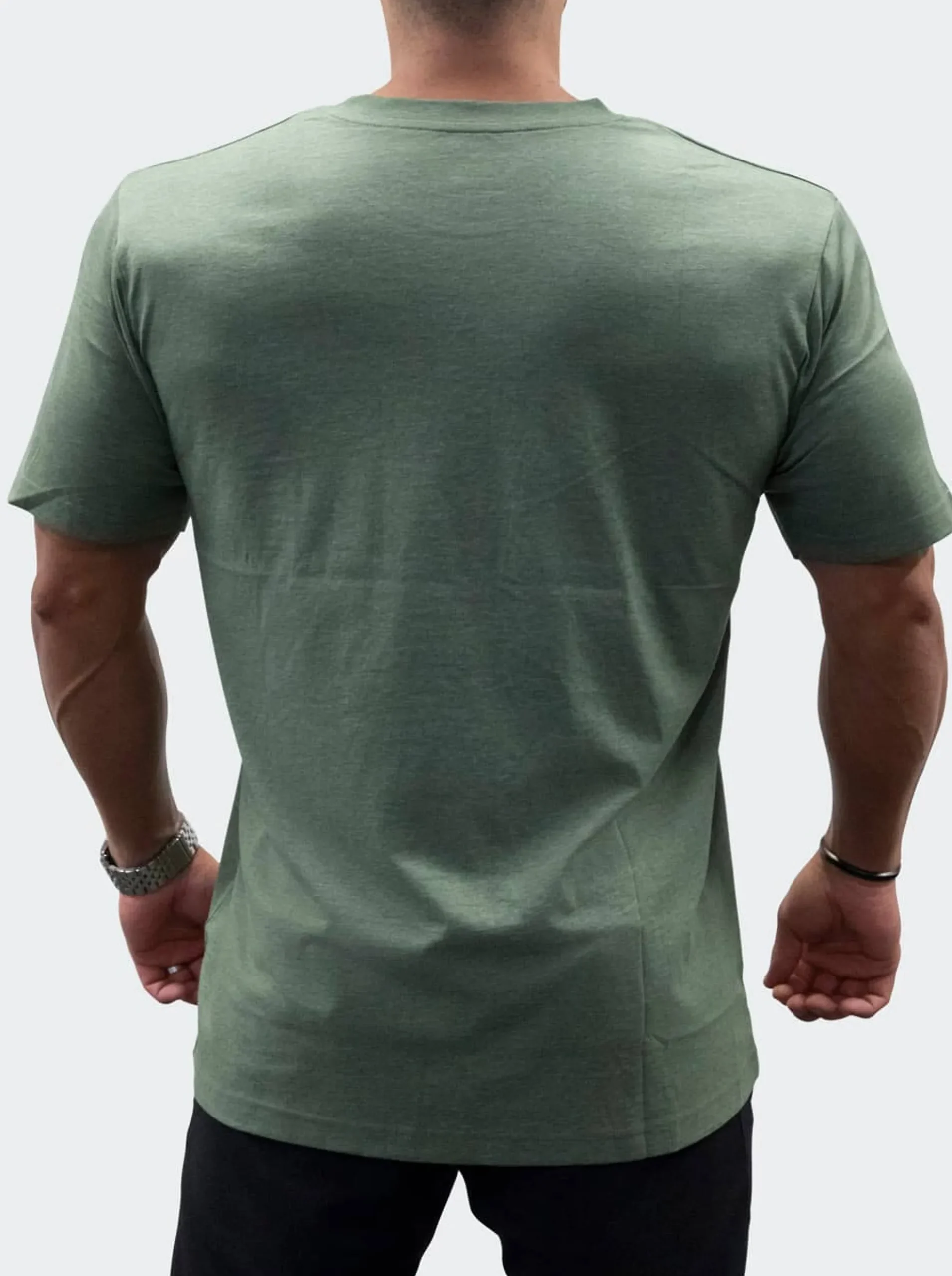T-Shirt Loose Fit Logo Mens Green Melange