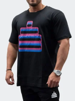 T-Shirt Loose Fit Neon Mens Black