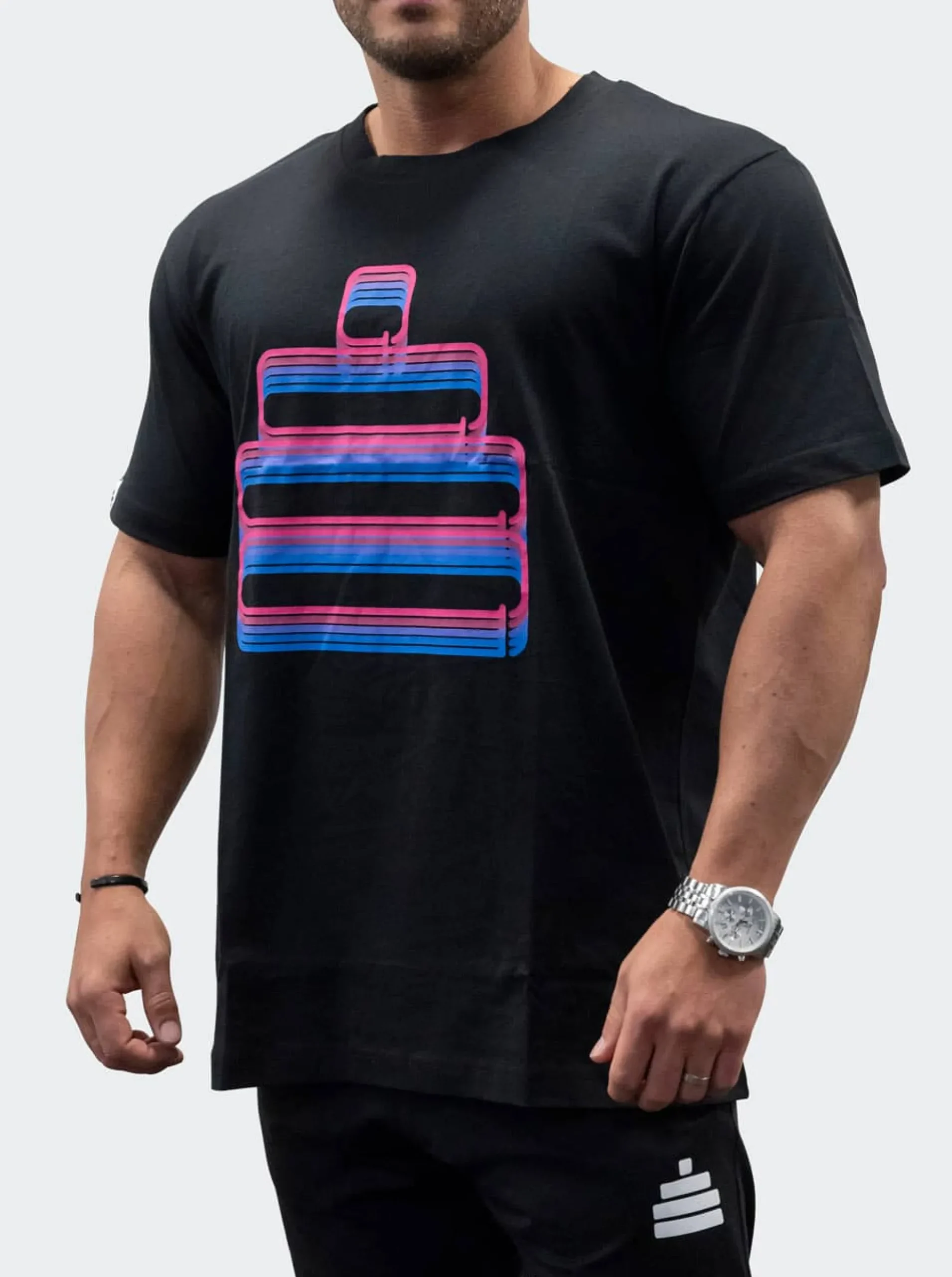 T-Shirt Loose Fit Neon Mens Black