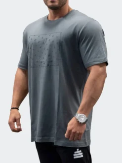 T-Shirt Loose Fit Print Mens Charcoal