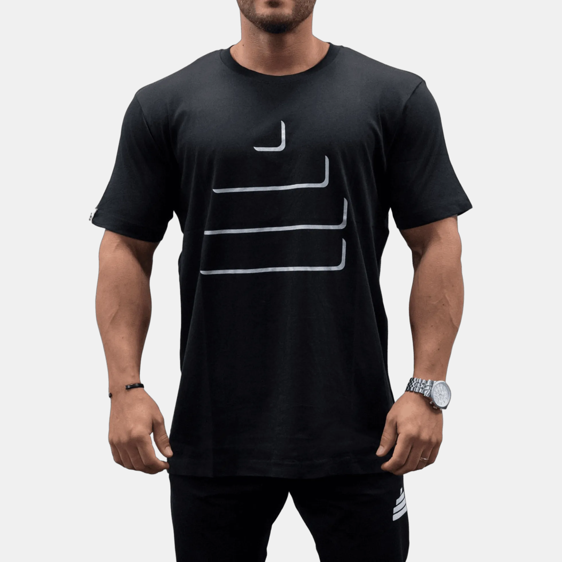 T-Shirt Loose Fit Silhouette Mens Black/Silver