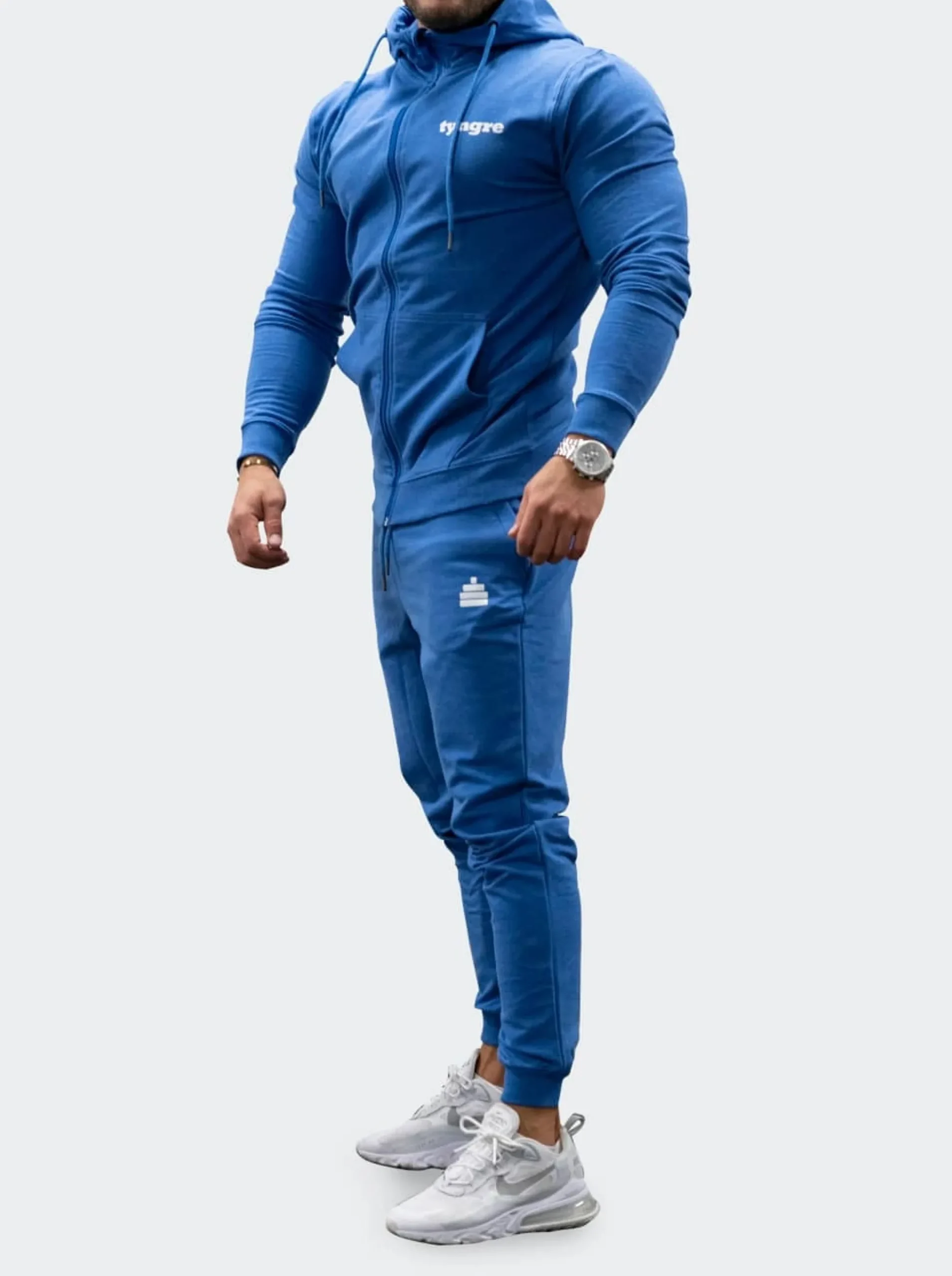 Zip-Hoodie Mens Blue Melange