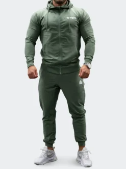 Zip-Hoodie Mens Green Melange