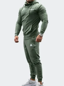 Zip-Hoodie Mens Green Melange