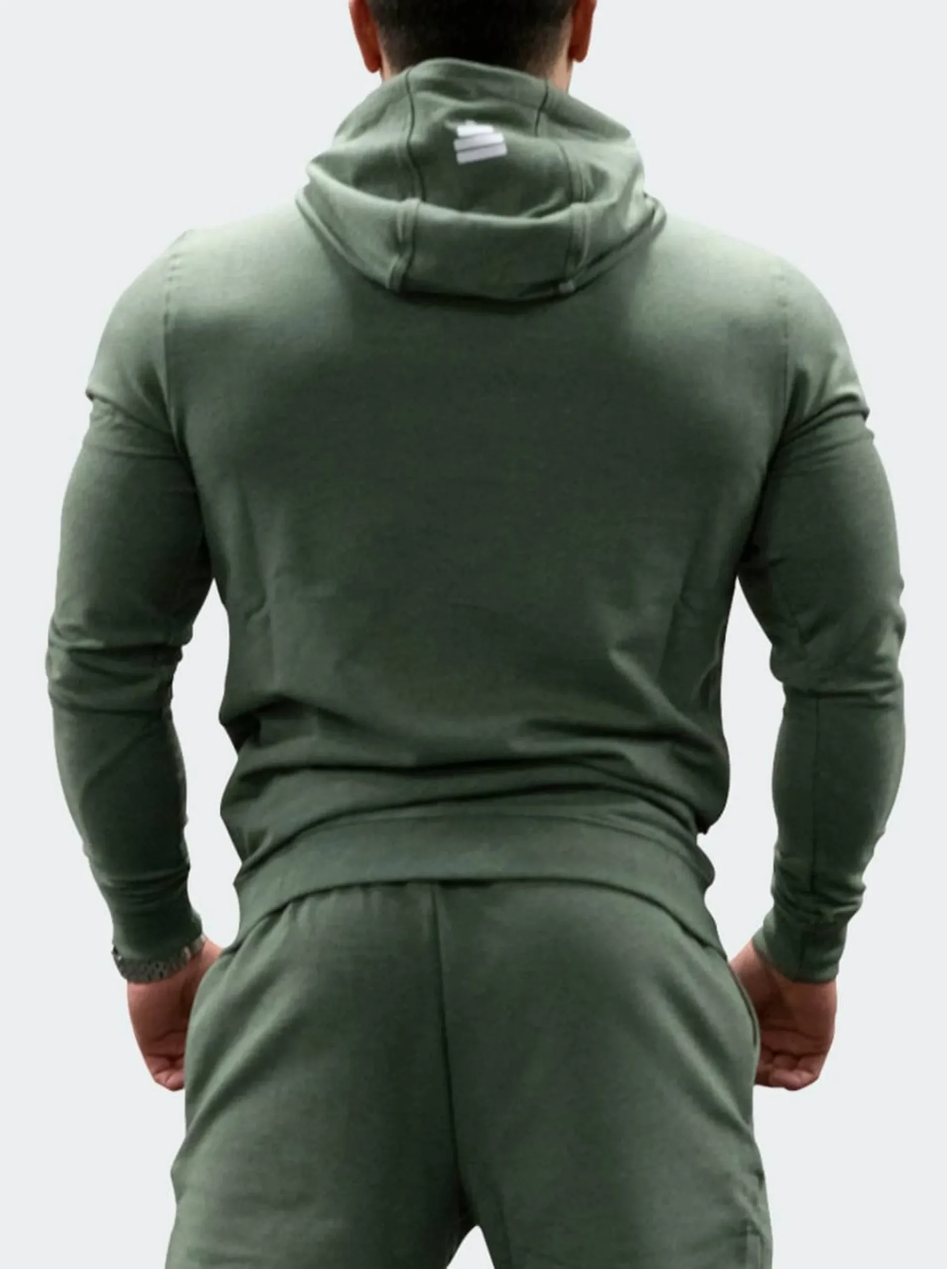 Zip-Hoodie Mens Green Melange