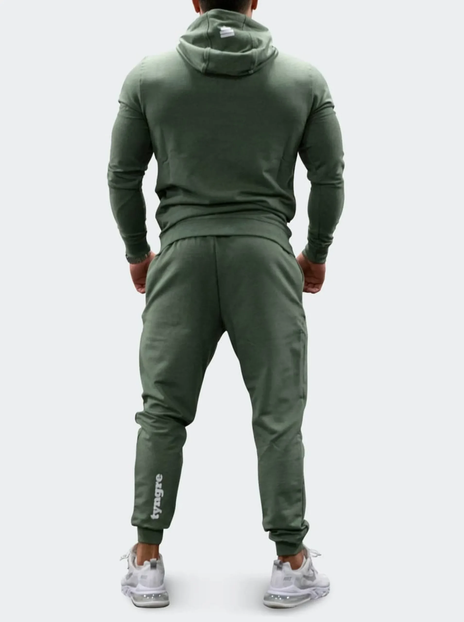 Zip-Hoodie Mens Green Melange